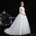 Customized lace women tulle embroidery beading bridal gowns white bridal wedding dress with court train